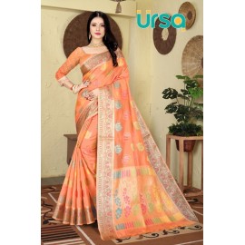 Banarasi Orange Silk Saree 
