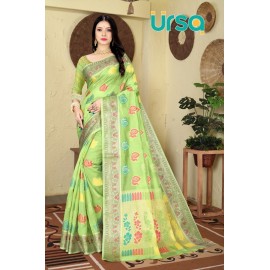 Banarasi Pista Green Silk Saree 