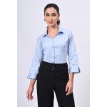 Aarize Women's Cotton Lycra Sky Blue Formal Shirt