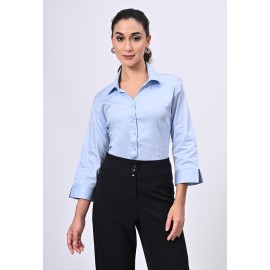 Aarize Women's Cotton Lycra Sky Blue Formal Shirt