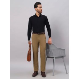 Abheri Men's Brown Formal Trouser