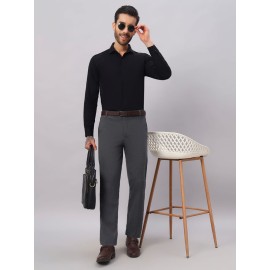Abheri Men's Lava Grey Formal Trouser