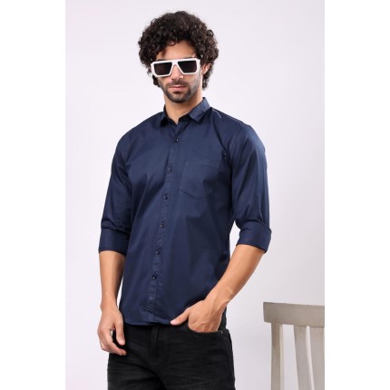 Abheri Men's Navy Blue Color Shirt