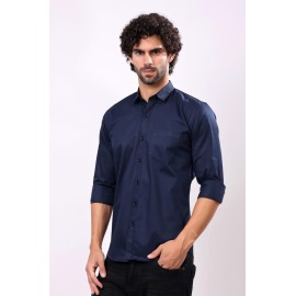 Abheri Men's Navy Blue Color Shirt