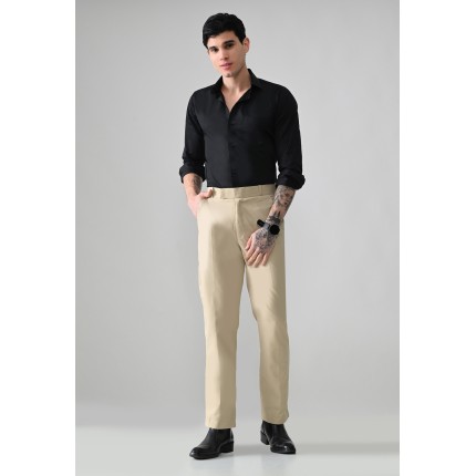 Abheri Men's Classic Beige Formal Trouser