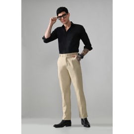 Abheri Men's Classic Beige Formal Trouser