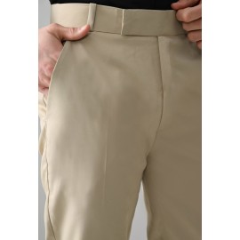 Abheri Men's Classic Beige Formal Trouser