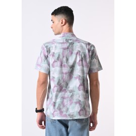 Almark Men's Lavender Abstract Printed Half Sleeve Casual Shirt