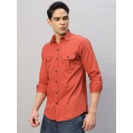 Almark RFD Orange Double Pocket Casual Shirt