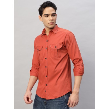 Almark RFD Orange Double Pocket Casual Shirt