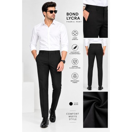 Verus Men's Classic Black Premium Bond Lycra Trouser