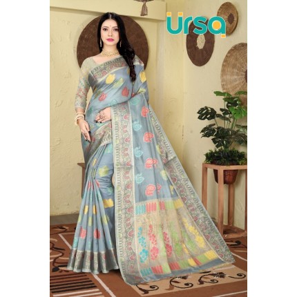 Banarasi Grey Silk Saree 