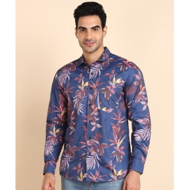 Men's Lily Flower Blue Print Shirt