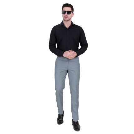 Verus Men's Regular Fit Grey Formal Trousers