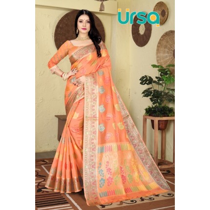 Banarasi Orange Silk Saree 