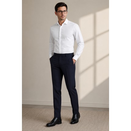 Almark Men's Classic Navy Blue Formal Trouser