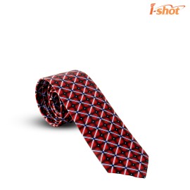 I-Shot Men's Silk Red Checks Tie