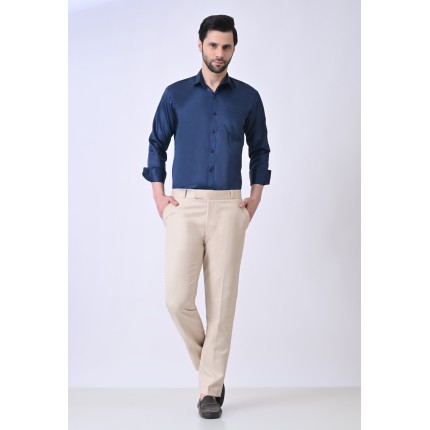 Verus Men's Satin Regular Fit Blue Formal Shirt