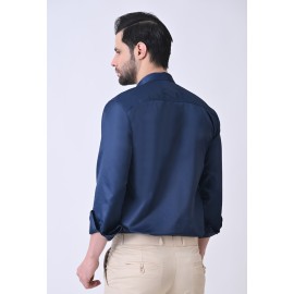 Verus Men's Satin Regular Fit Blue Formal Shirt