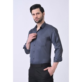Verus Men's Satin Regular Fit Grey Formal Shirt
