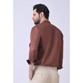 Verus Men's Satin Regular Fit Maroon Formal Shirt