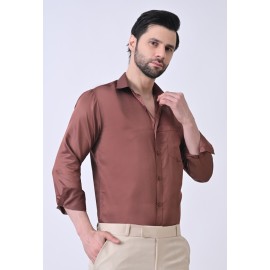 Verus Men's Satin Regular Fit Maroon Formal Shirt