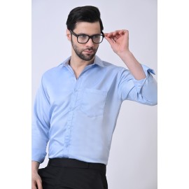 Verus Men's Satin Regular Fit Sky Blue Formal Shirt