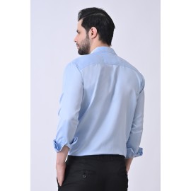 Verus Men's Satin Regular Fit Sky Blue Formal Shirt