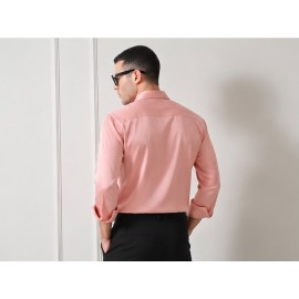 Verus Men's Satin Regular Fit Peach Formal Shirt