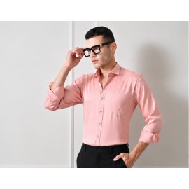 Verus Men's Satin Regular Fit Peach Formal Shirt