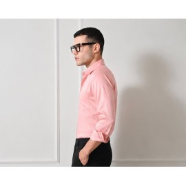 Verus Men's Satin Regular Fit Peach Formal Shirt