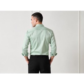 Verus Men's Satin Regular Fit Light Green Formal Shirt