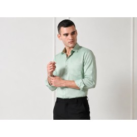 Verus Men's Satin Regular Fit Light Green Formal Shirt