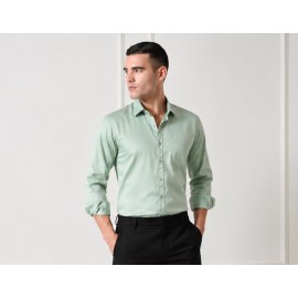 Verus Men's Satin Regular Fit Light Green Formal Shirt