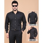 Verus Men's Satin Regular Fit Black Formal Shirt