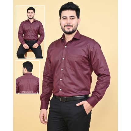 Verus Men's Satin Regular Fit Maroon Formal Shirt