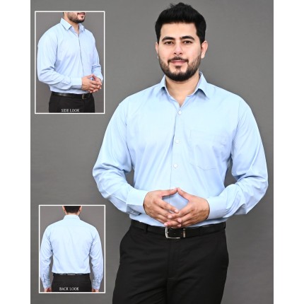 Verus Men's Satin Regular Fit Sky Blue Formal Shirt