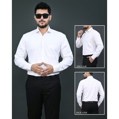 Verus Men's Satin Regular Fit White Formal Shirt
