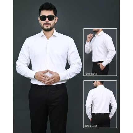 Verus Men's Satin Regular Fit White Formal Shirt