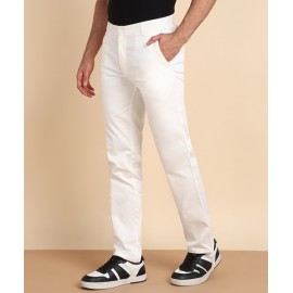 Men's Cotton White Trouser